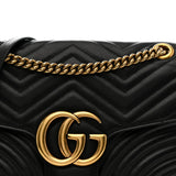 Calfskin Matelasse Medium GG Marmont Shoulder Bag Black