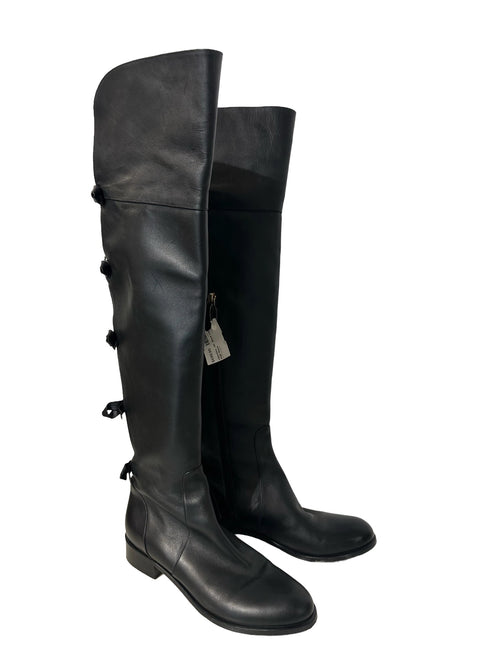 Black High Boots with Bow Embellishment 40