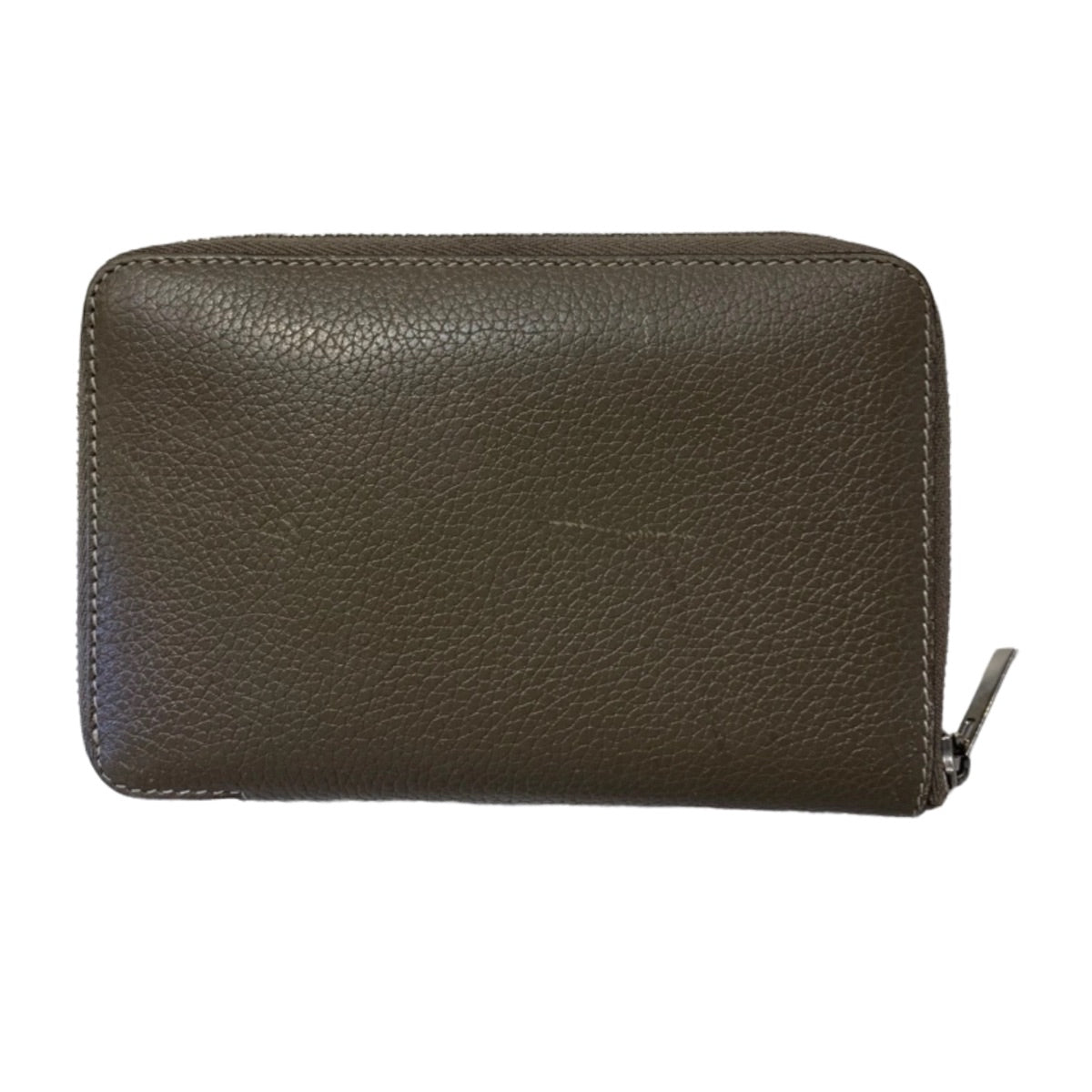 Drummed Calfskin Compact Zip Around Multifunction Wallet