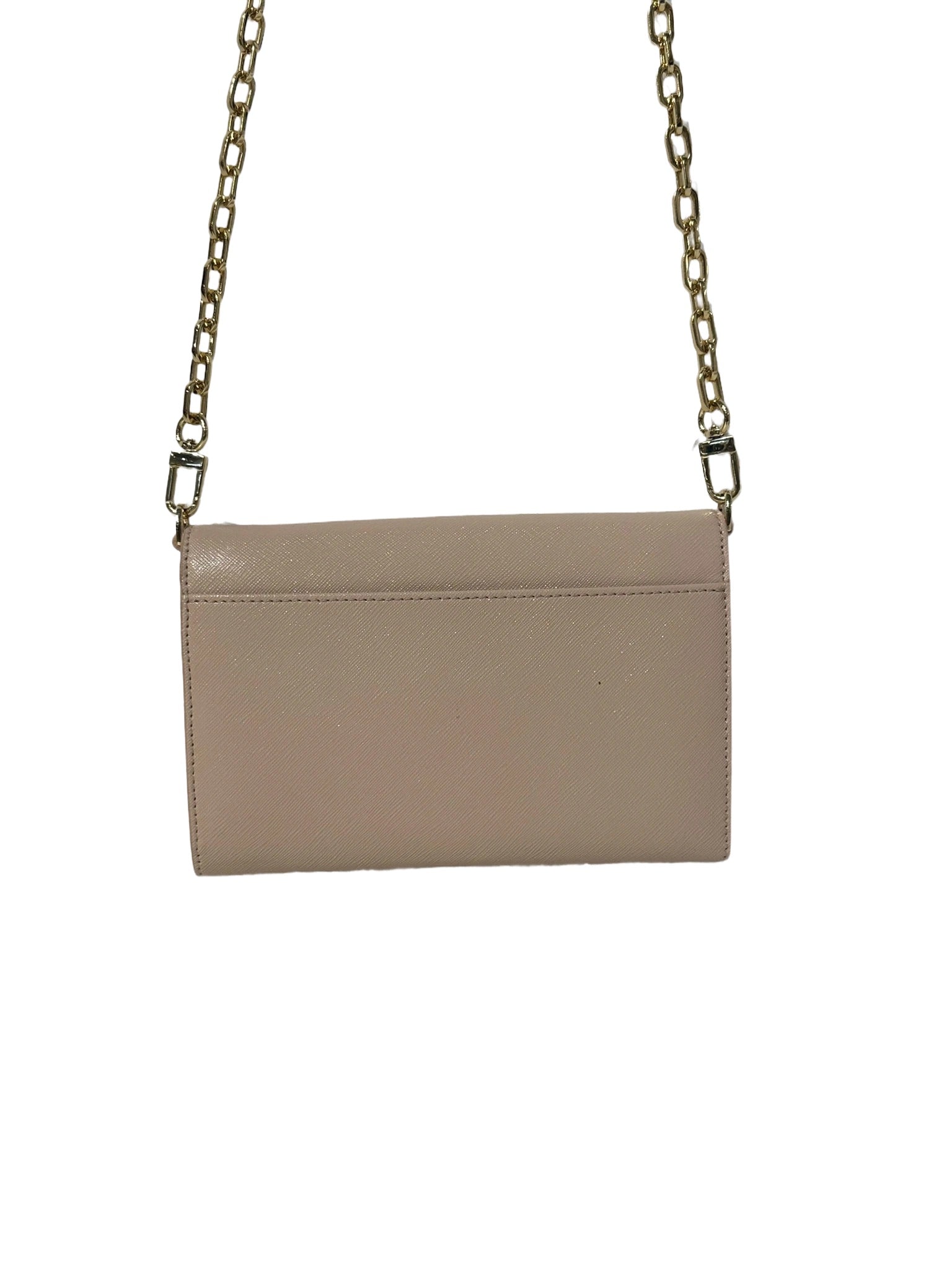 Blush Pink Shimer Crossbody with Gold Chain