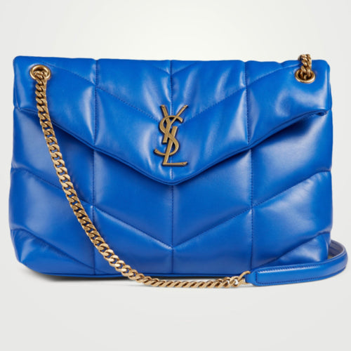 Lambskin Quilted Medium Loulou Puffer Monogram Chain Satchel