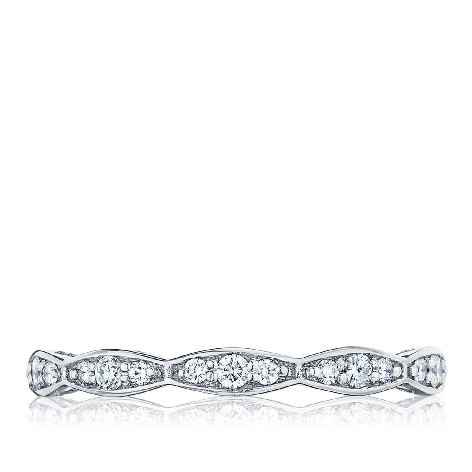 Platinum Sculpted Crescent Marquise Design Diamond Wedding Band