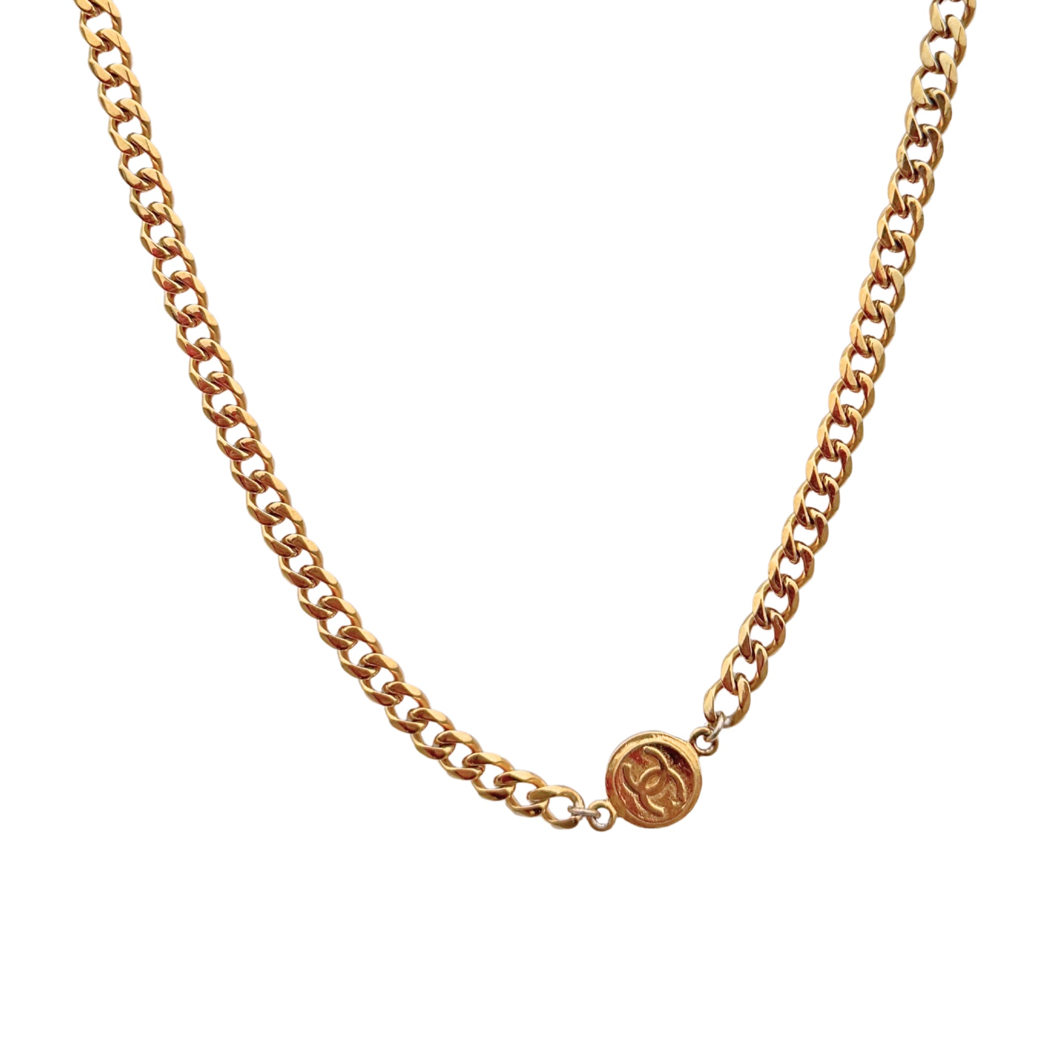 Repurposed CC Pendant Necklace in Cuban Link