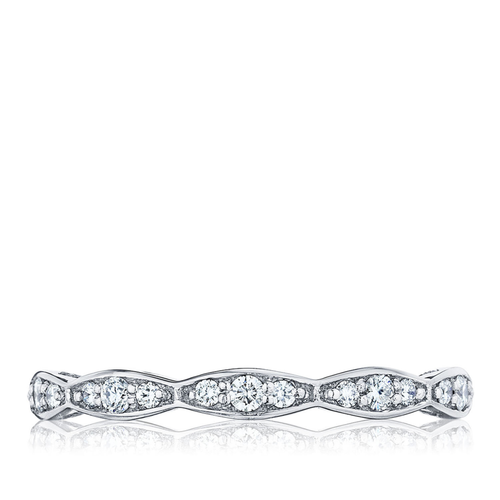 Platinum Sculpted Crescent Marquise Design Diamond Wedding Band