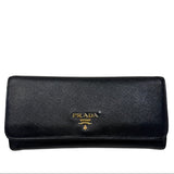 Saffiano Leather Long Wallet Black
