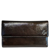 Patent Leather Brown Trifold Wallet