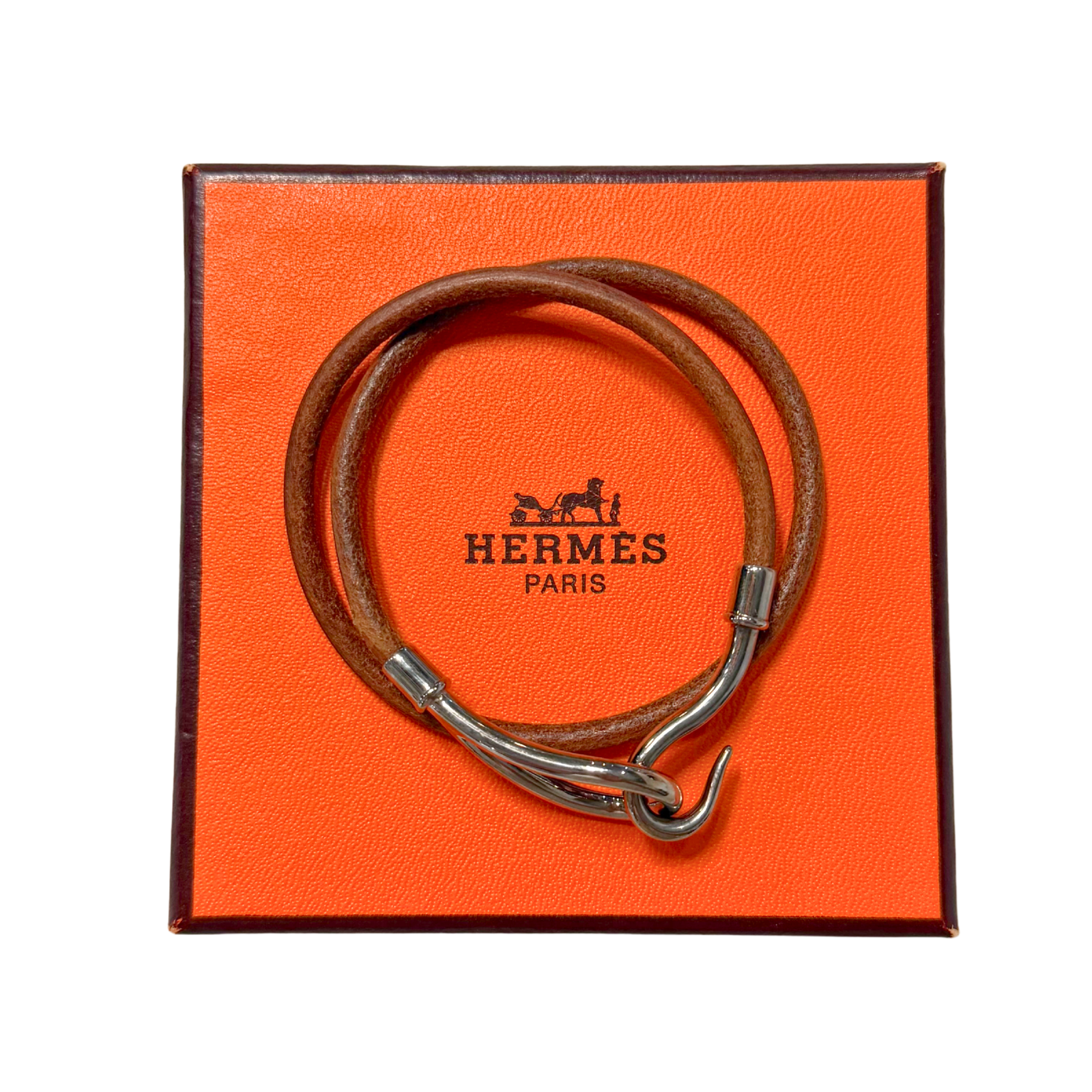 Natural Bridle Jumbo Hook Double Tour Bracelet Bouton