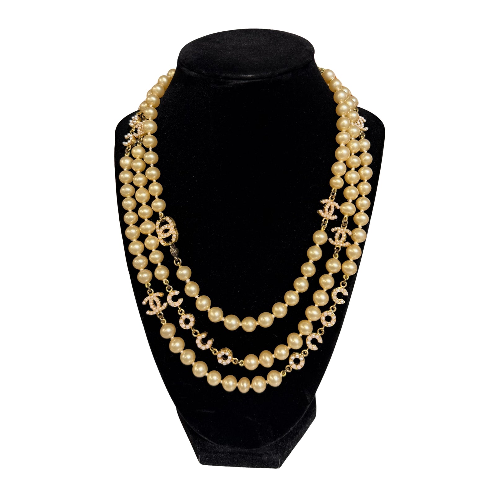 Vintage Pearl CC Long Necklace