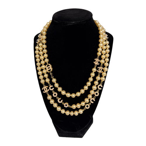 Vintage Pearl CC Long Necklace