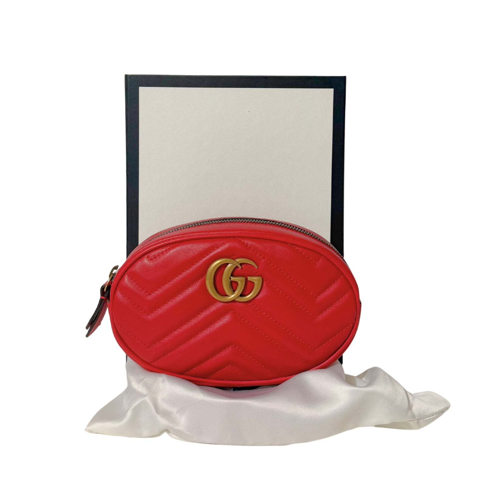 Calfskin  GG Marmont Belt Bag 85 34 Hibiscus Red