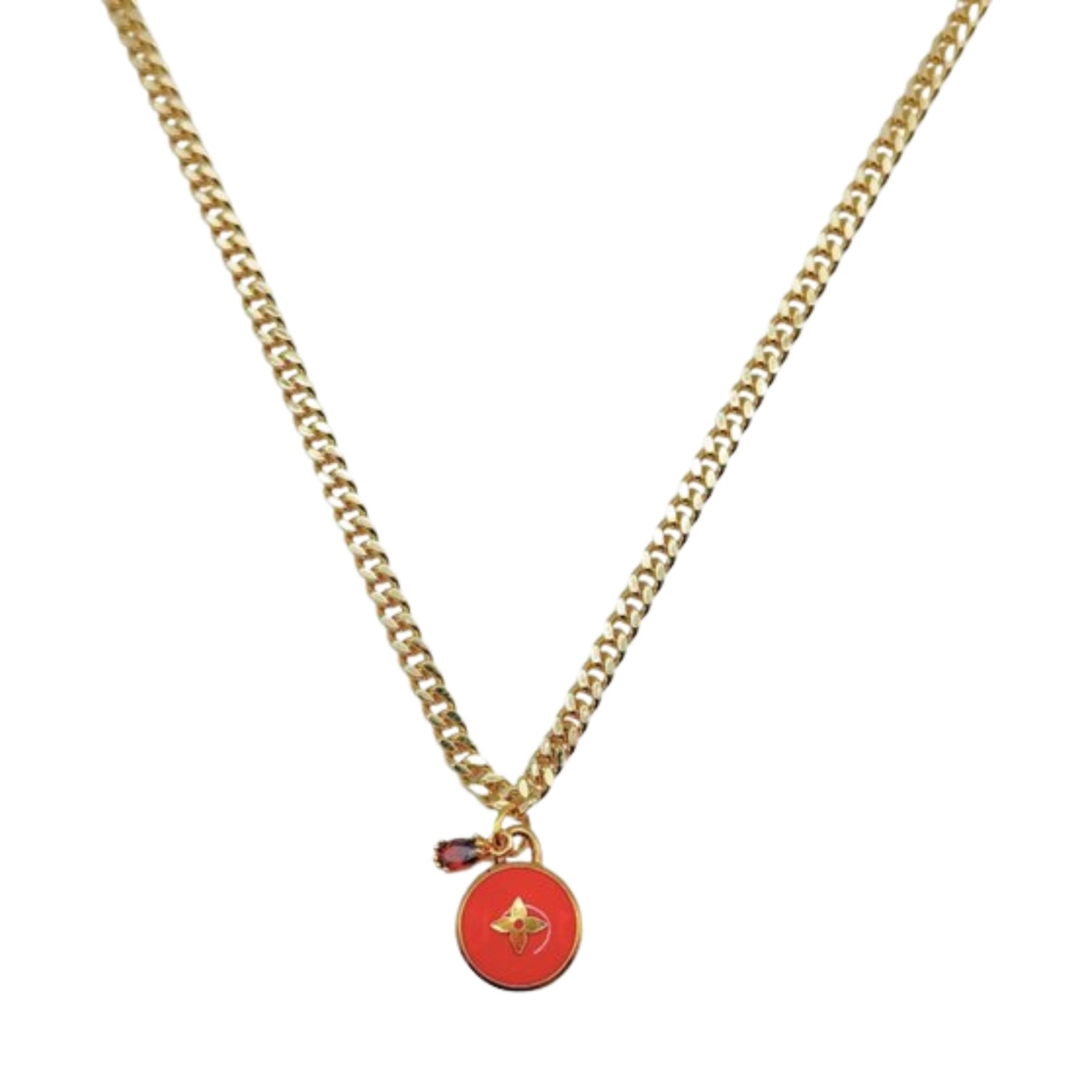 Repurposed LV ColoredPendant Necklace