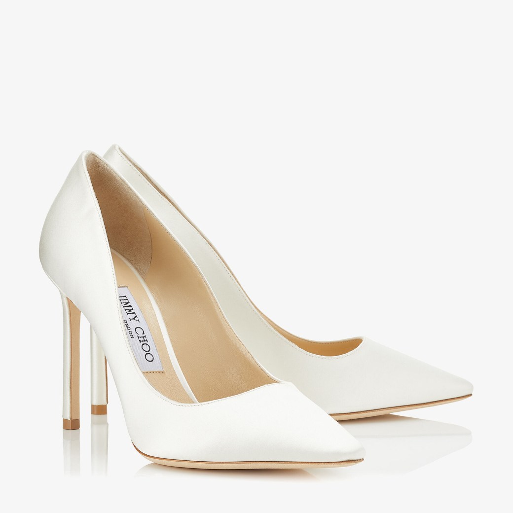 Romy 100 Ivory Satin Pointy Toe Pumps 37