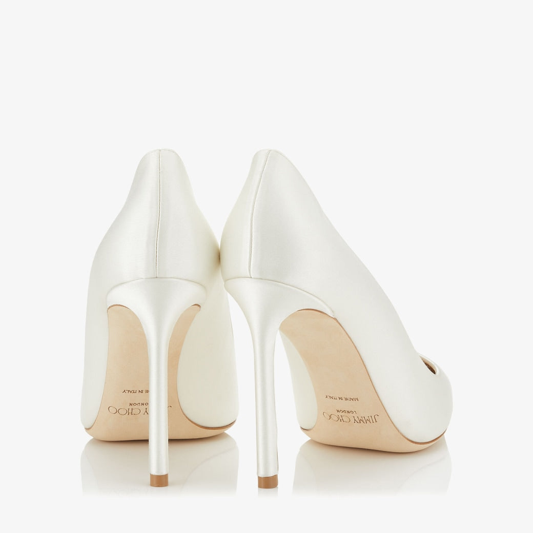 Romy 100 Ivory Satin Pointy Toe Pumps 37