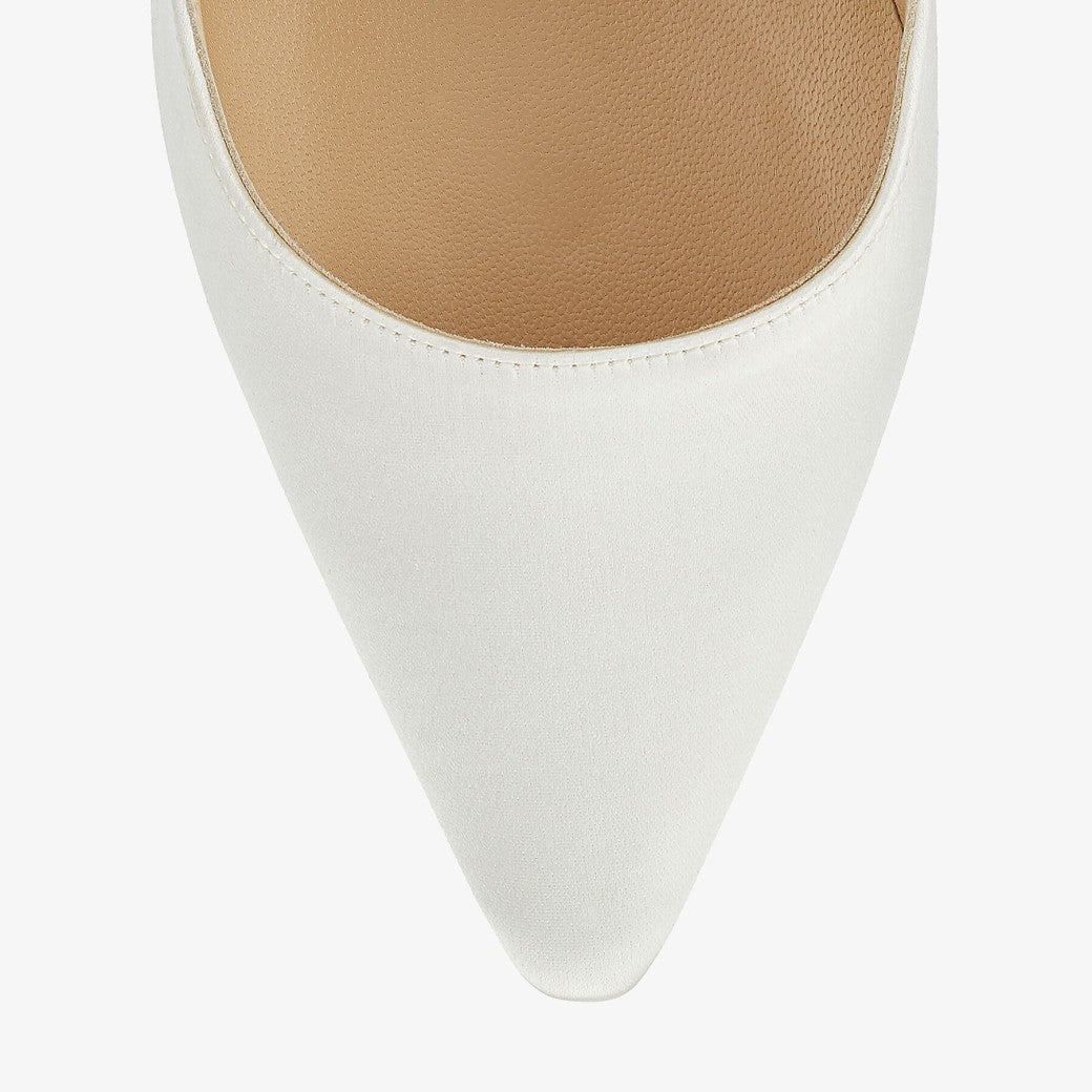 Romy 100 Ivory Satin Pointy Toe Pumps 37