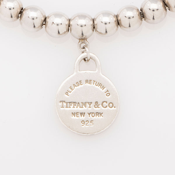 Return To Tiffany Circle Tag Sterling Silver Beaded Bracelet