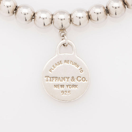 Return To Tiffany Circle Tag Sterling Silver Beaded Bracelet