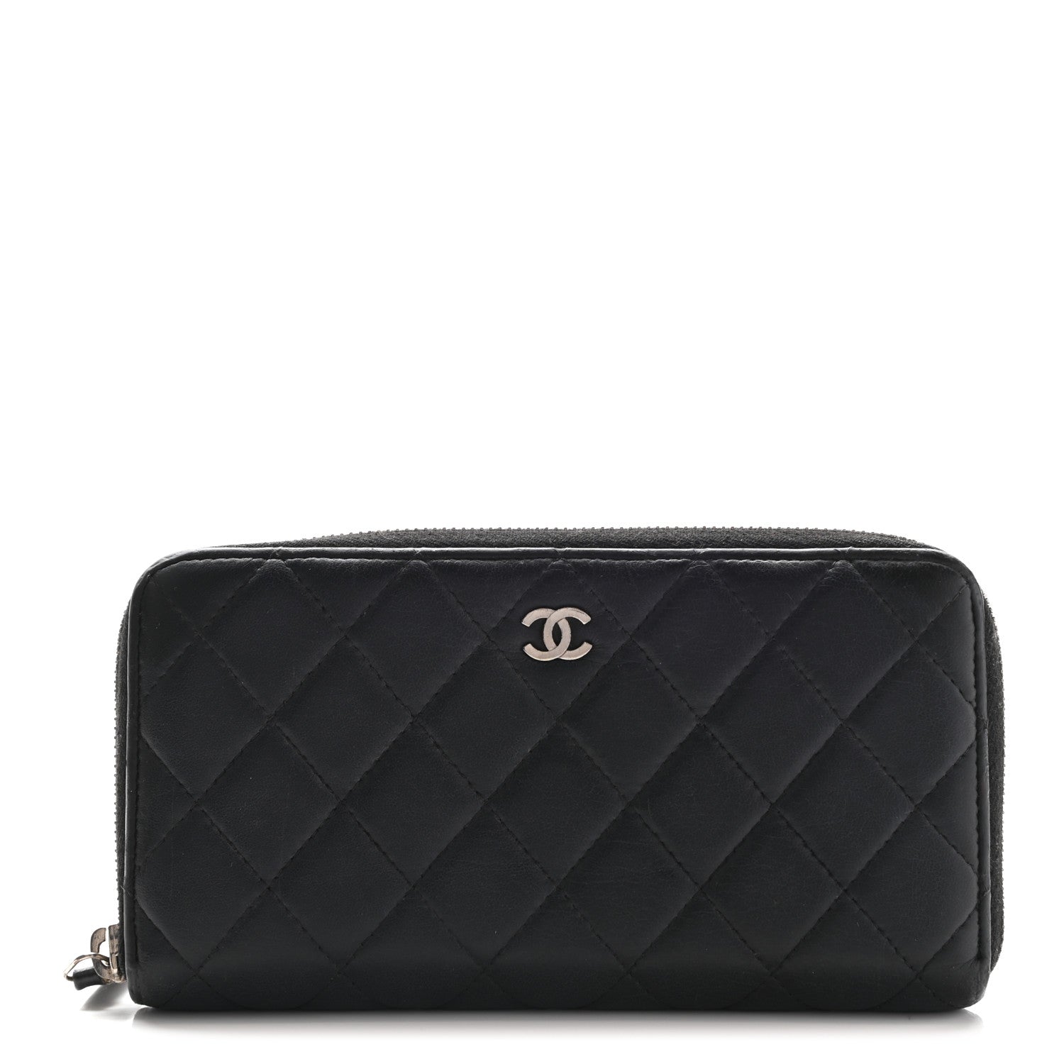 Lambskin Quilted Zip Around Wallet