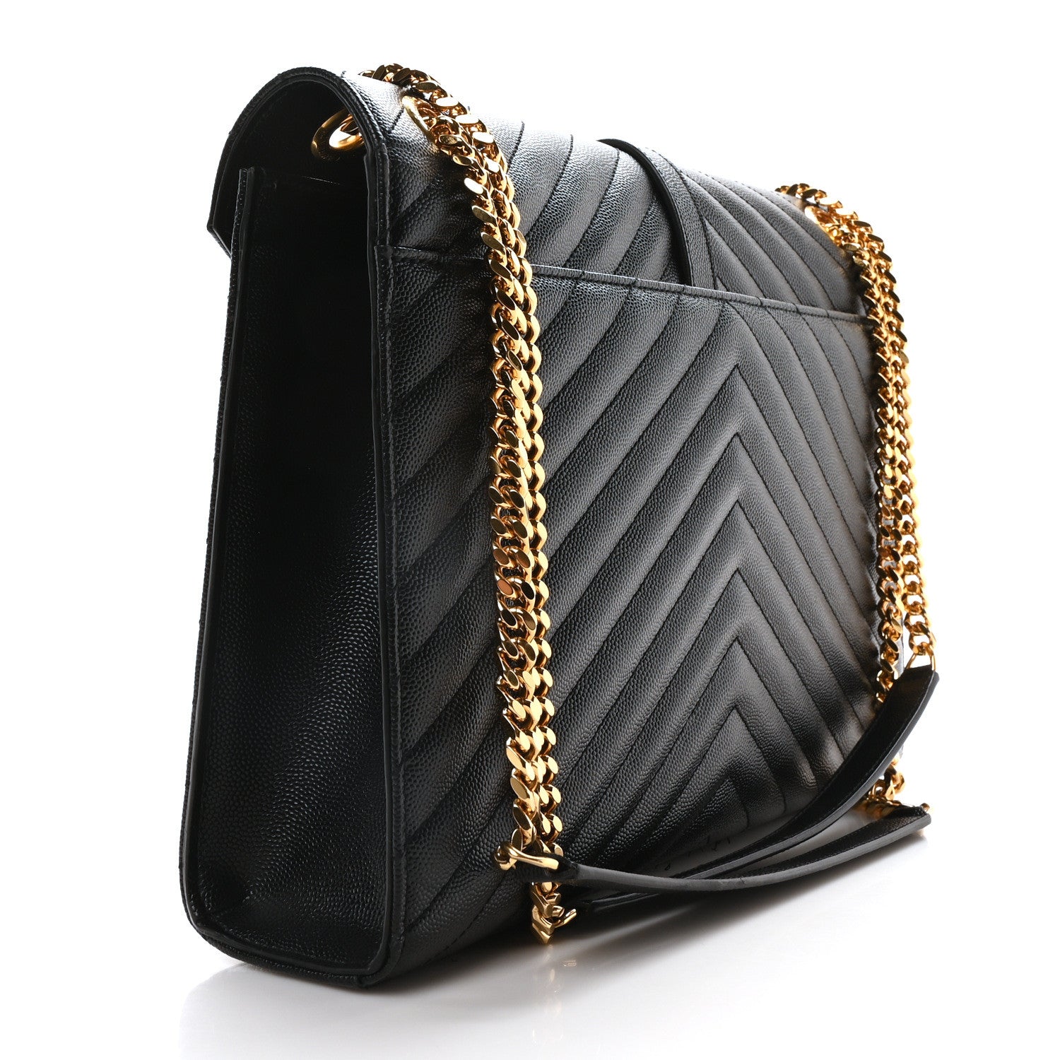 Grain De Poudre Matelasse Chevron Large Monogram Satchel Black