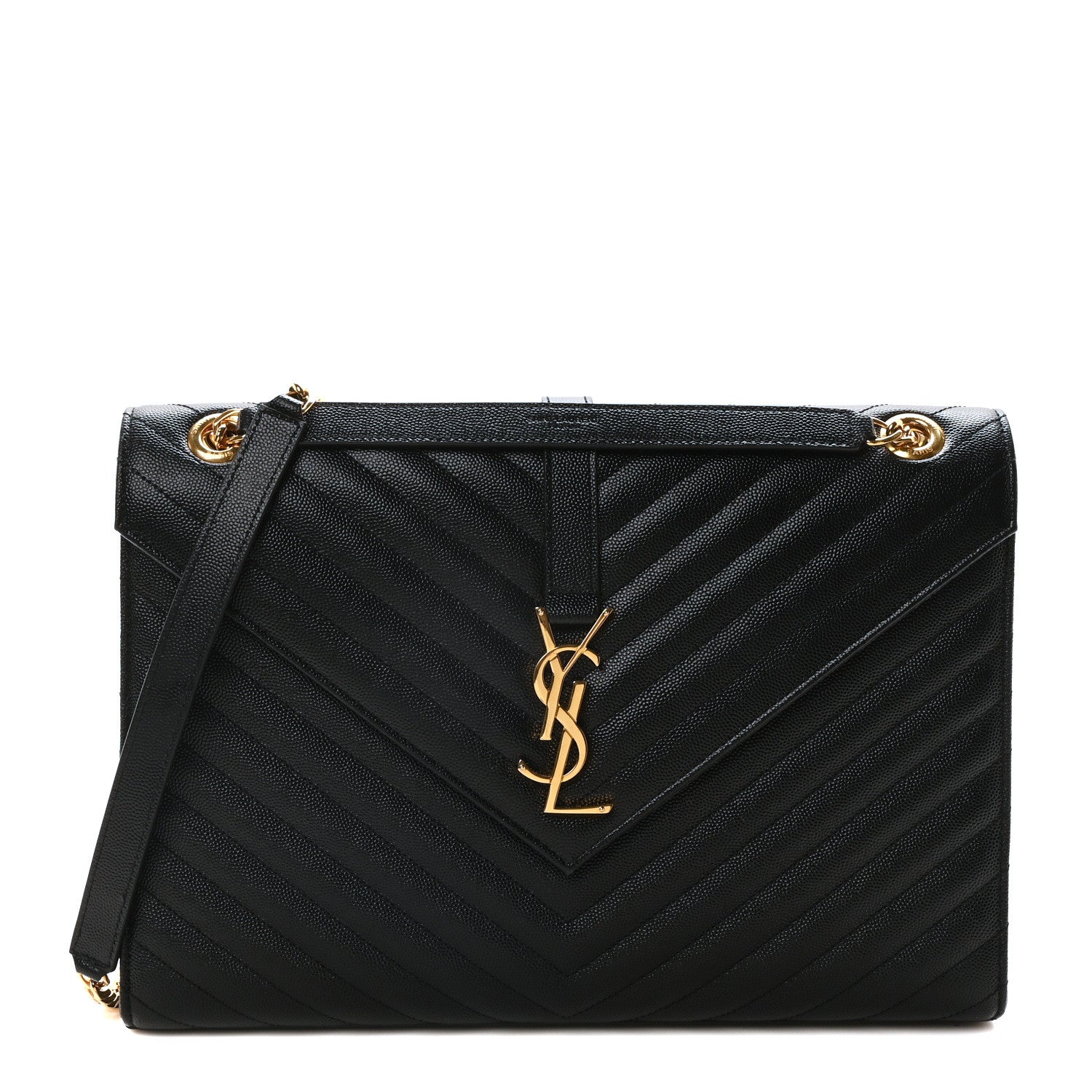Grain De Poudre Matelasse Chevron Large Monogram Satchel Black
