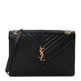 Grain De Poudre Matelasse Chevron Large Monogram Satchel Black