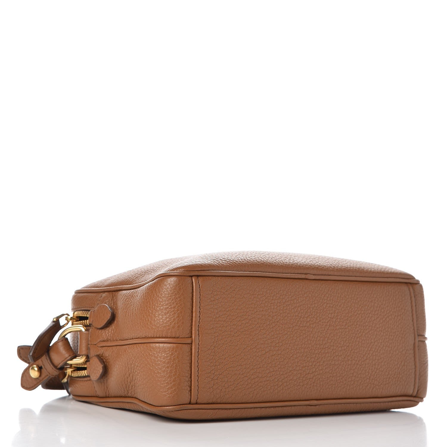 Vitello Daino Medium Double Zip Shoulder Bag Cannella