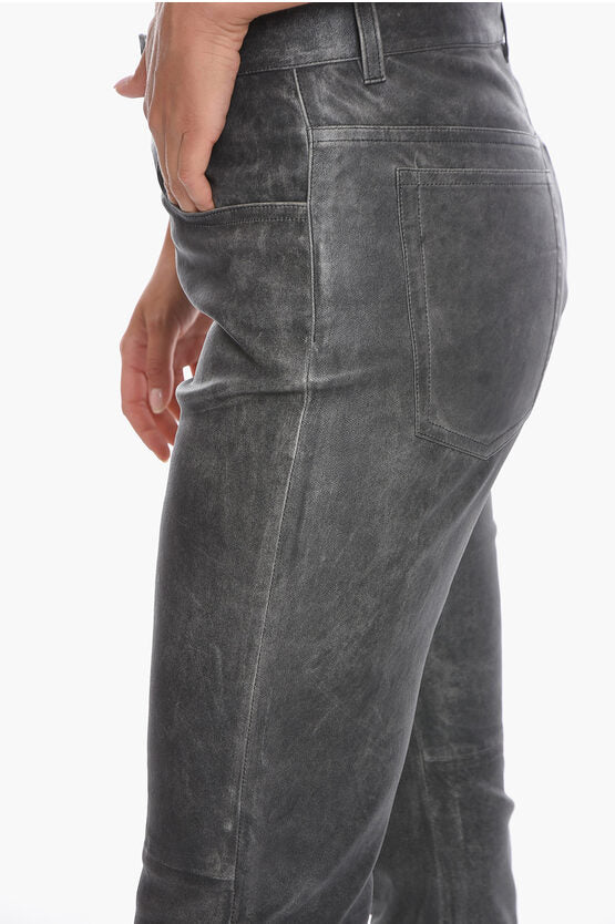 Leather Tea Slim-Fitting Pants