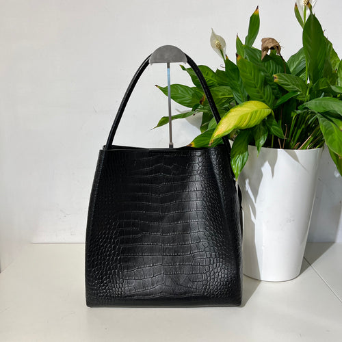 Black Textured Tote Bag