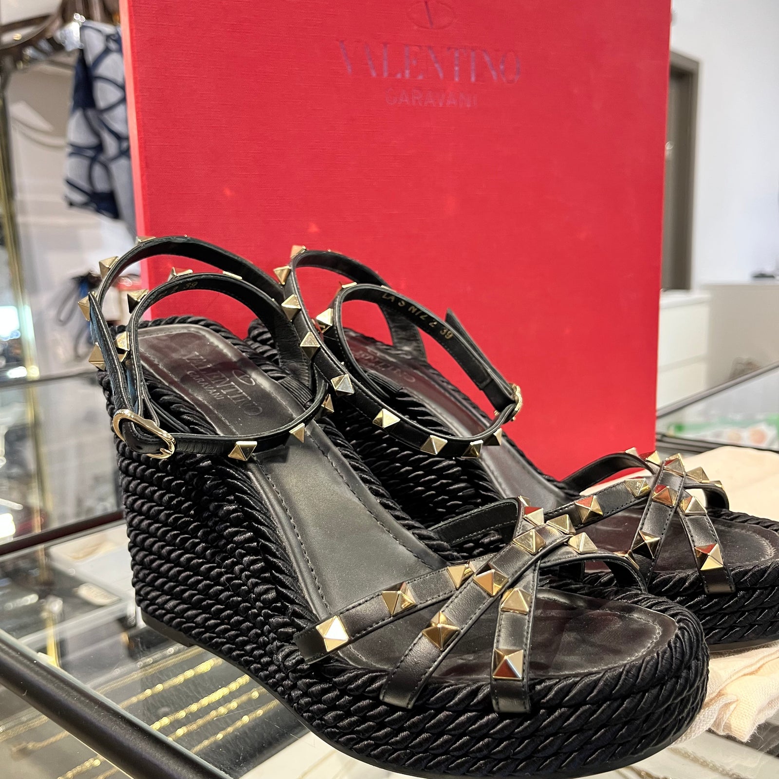 Braided Platform Wedge Black 39