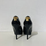 Patent Calfskin Oh Really Peep Toe Pumps 38.5 Amarante