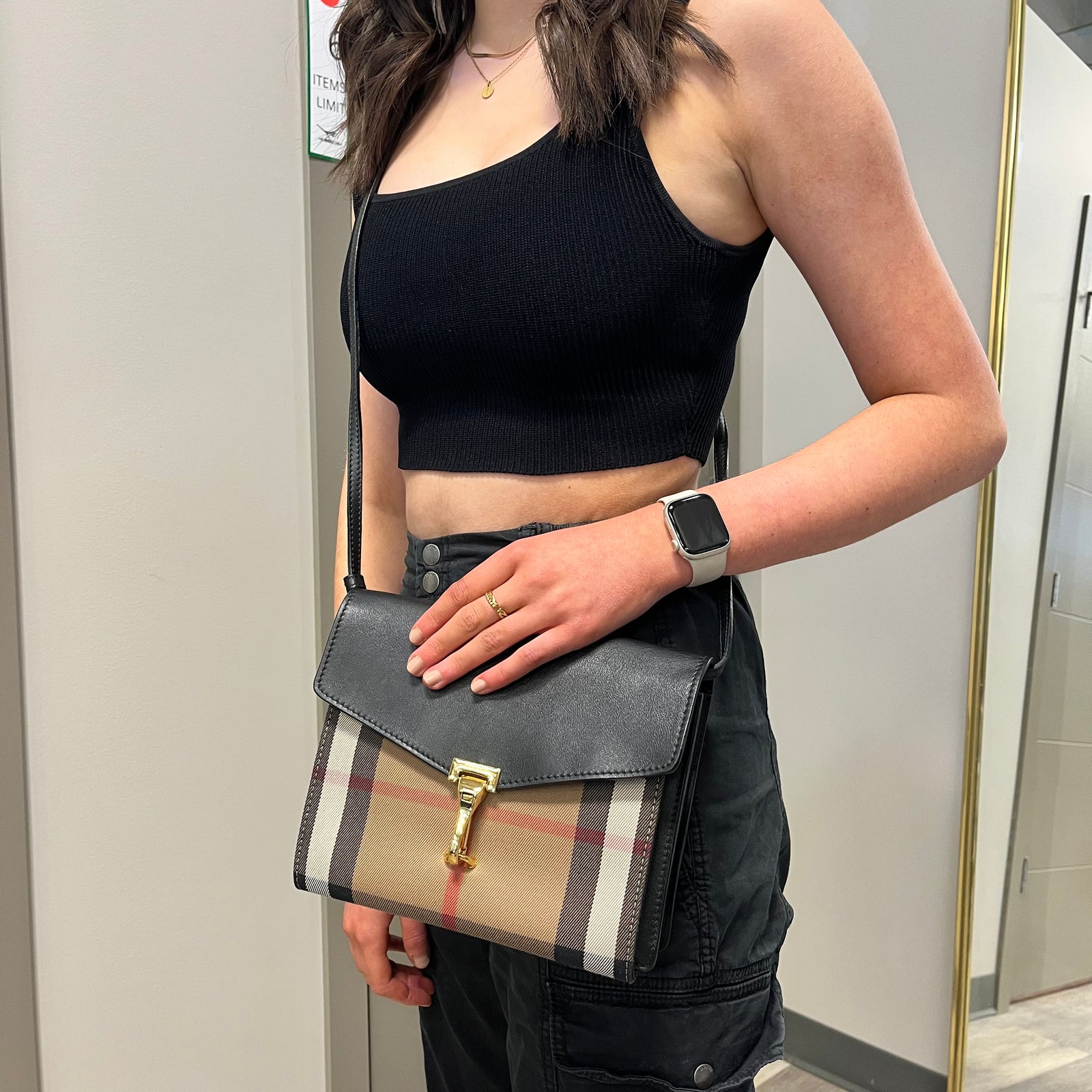 Burberry small macken plaid best sale crossbody bag