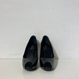 Patent Calfskin Oh Really Peep Toe Pumps 38.5 Amarante