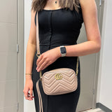 Calfskin Matelasse Mini GG Marmont Chain Shoulder Bag Porcelain Rose