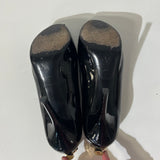 Patent Calfskin Oh Really Peep Toe Pumps 38.5 Amarante