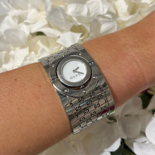 Stainless Steel Mother of Pearl 33mm Twirl Quartz Watch