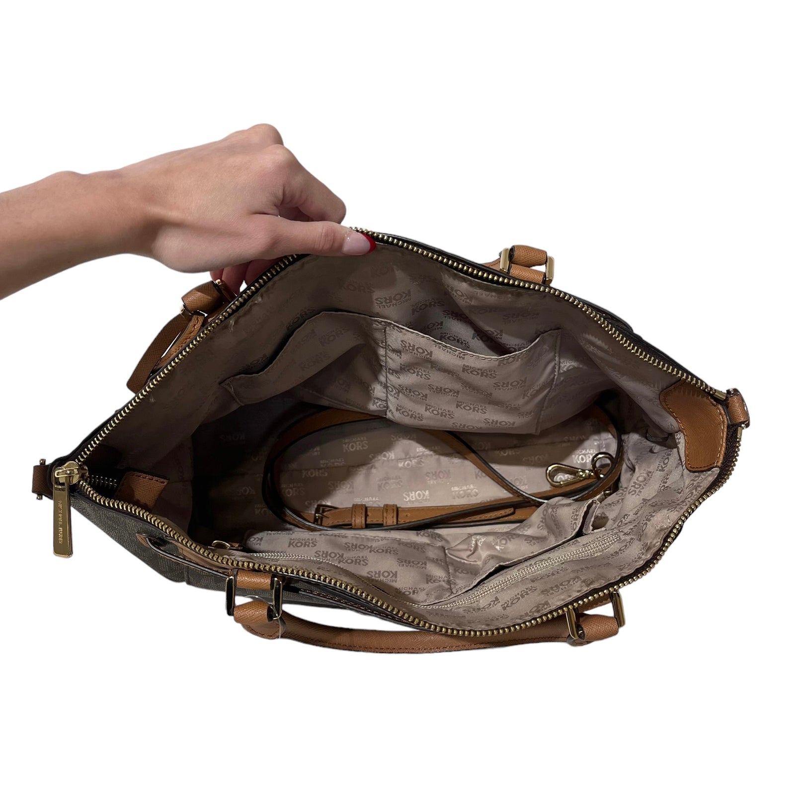 Brown Top Handle Bag Large