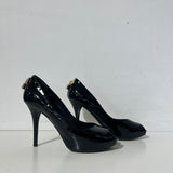 Patent Calfskin Oh Really Peep Toe Pumps 38.5 Amarante