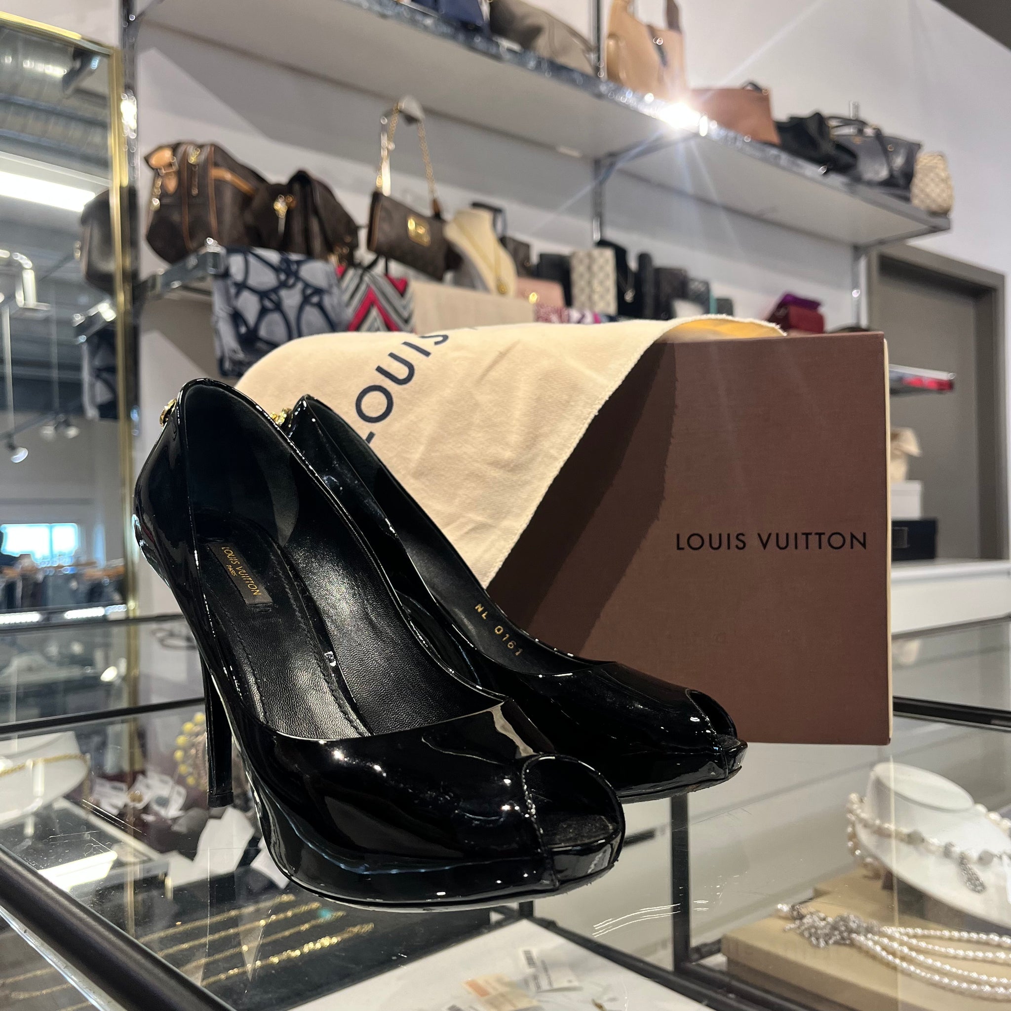 Patent Calfskin Oh Really Peep Toe Pumps 38.5 Amarante