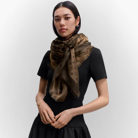 Louis Vuitton Verone Wool/Silk Logo Mania Scarf - Yoogi's Closet