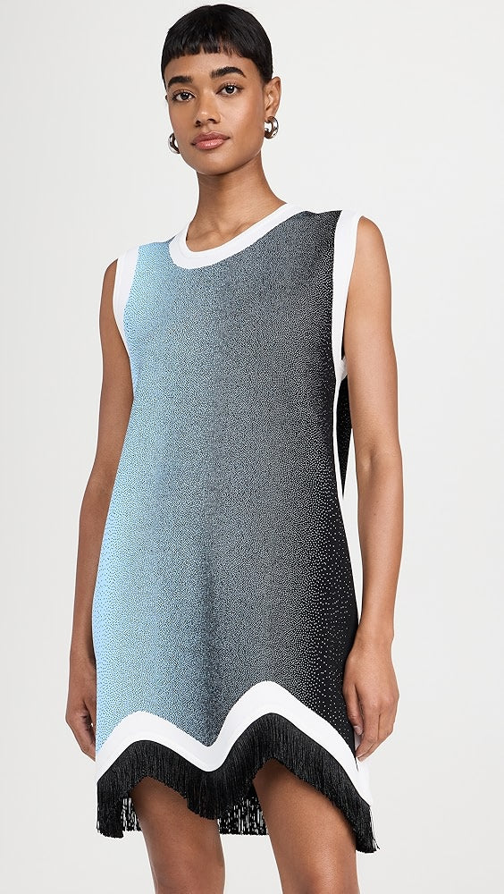 Daisy Gradient Print A-Line Dress With Fringe
