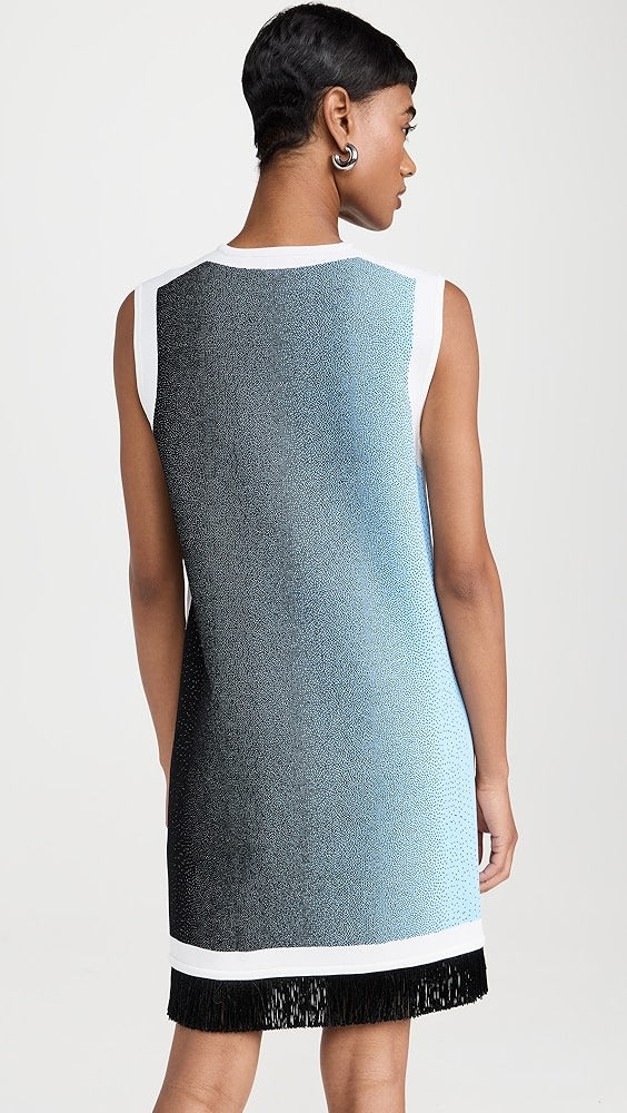 Daisy Gradient Print A-Line Dress With Fringe
