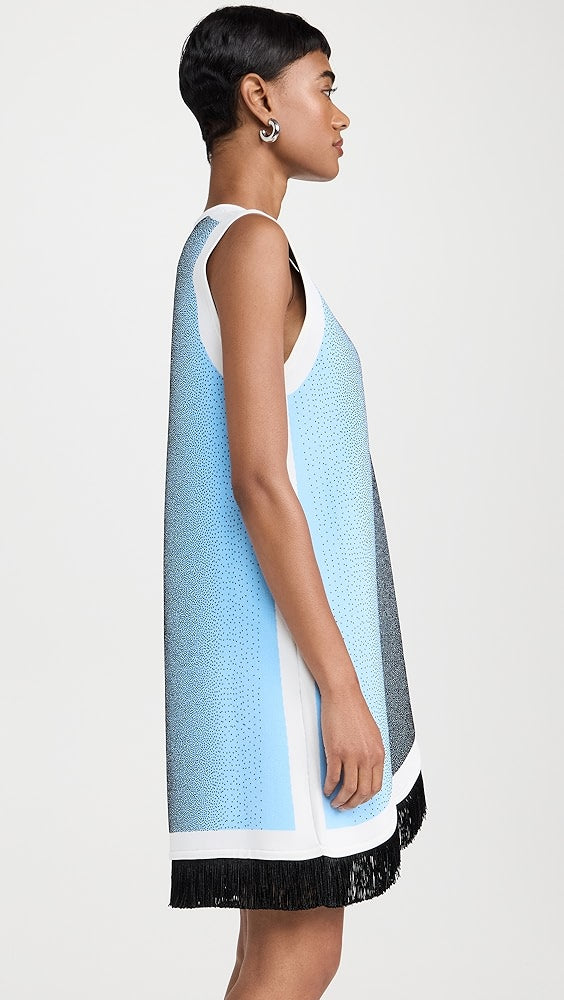 Daisy Gradient Print A-Line Dress With Fringe