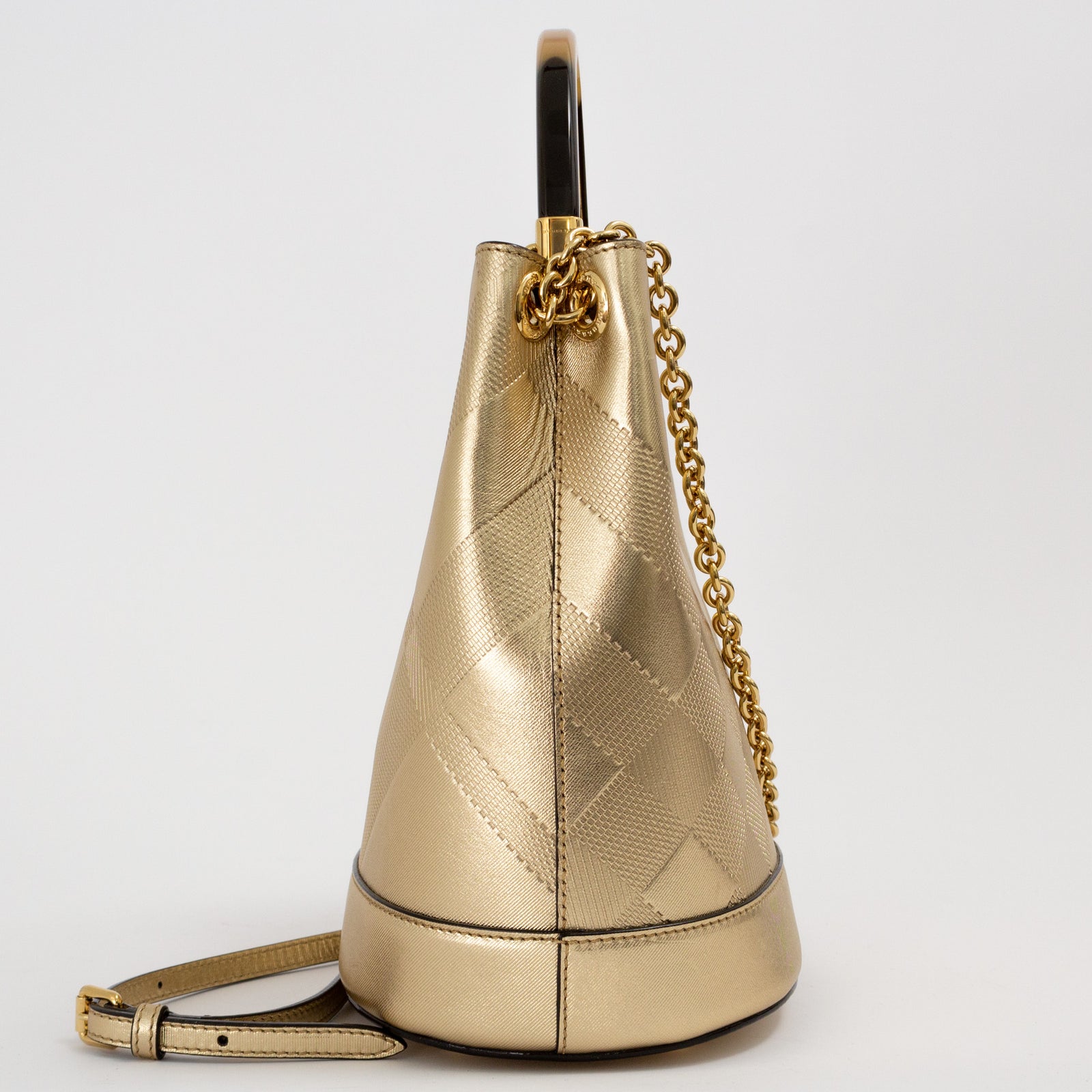 Embossed Check Leather Bucket