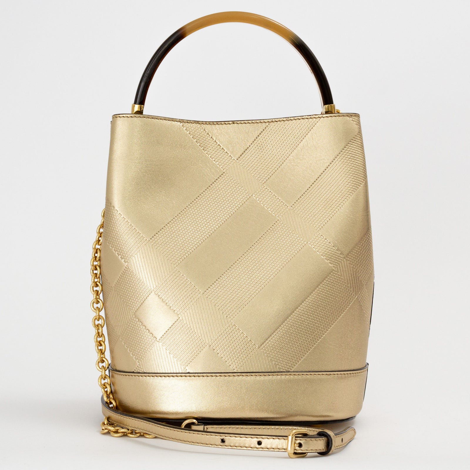 Embossed Check Leather Bucket