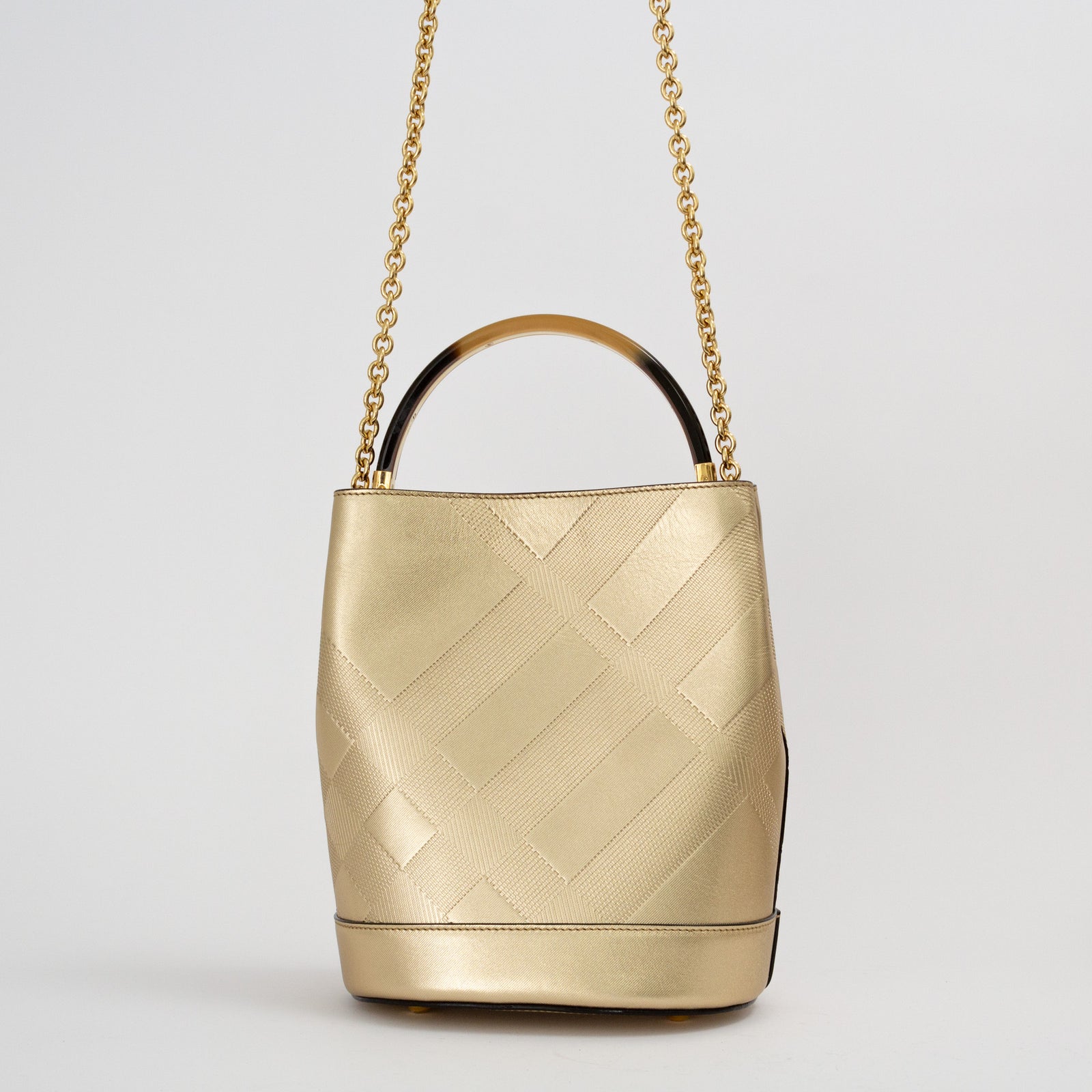Embossed Check Leather Bucket