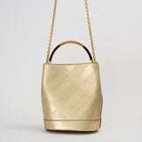 Embossed Check Leather Bucket