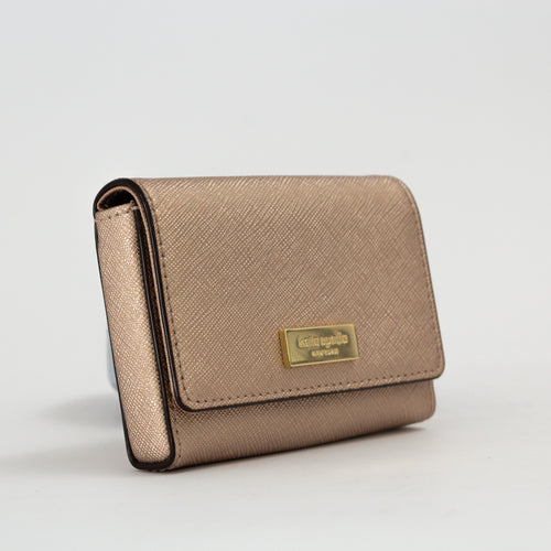 Small Rose Gold Saffiano Card Holder