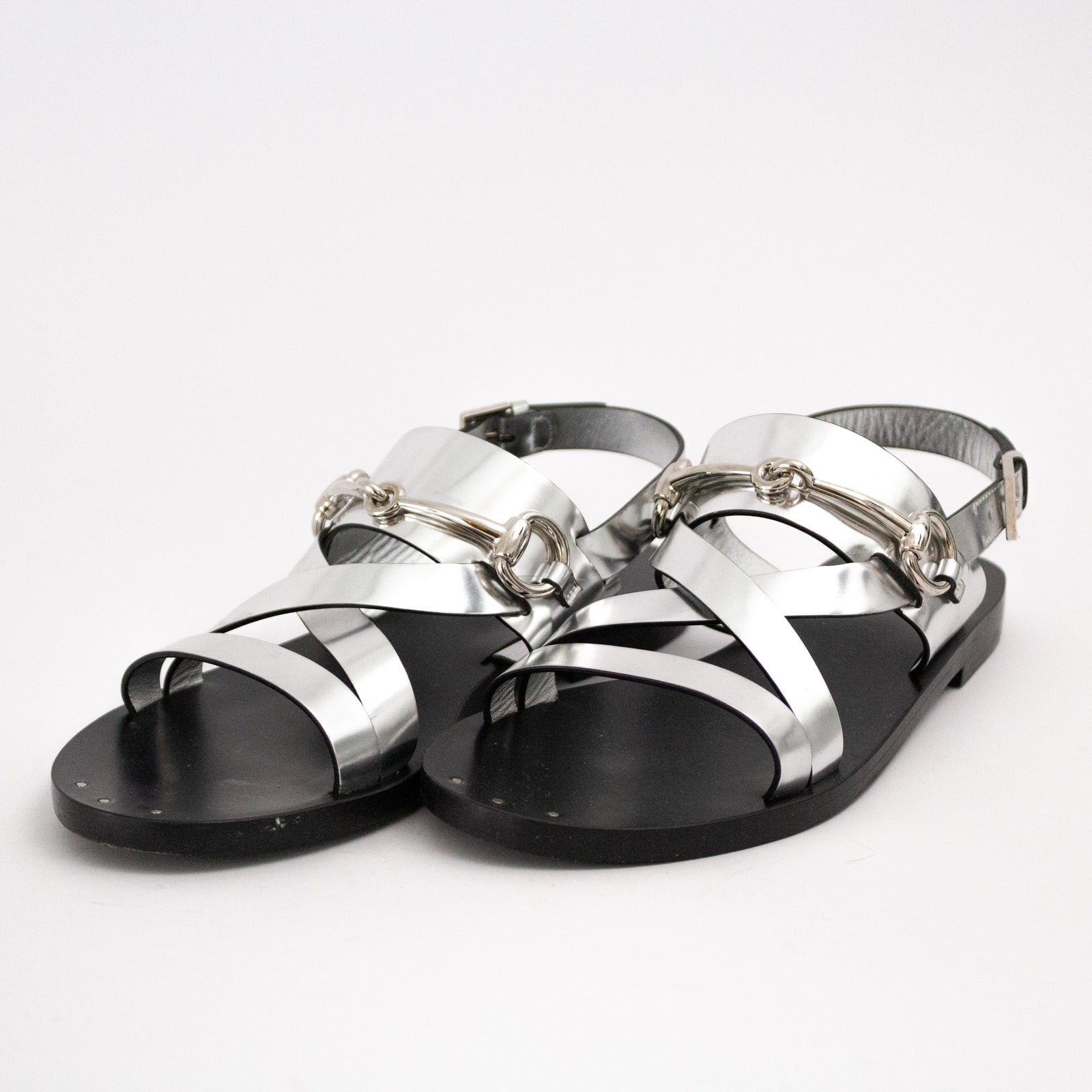 Horsebit Silver Sandals