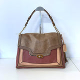 Dusty Rose Alligator Print Shoulder Bag
