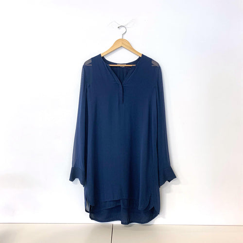 Blue Longsleeve Silk Dress
