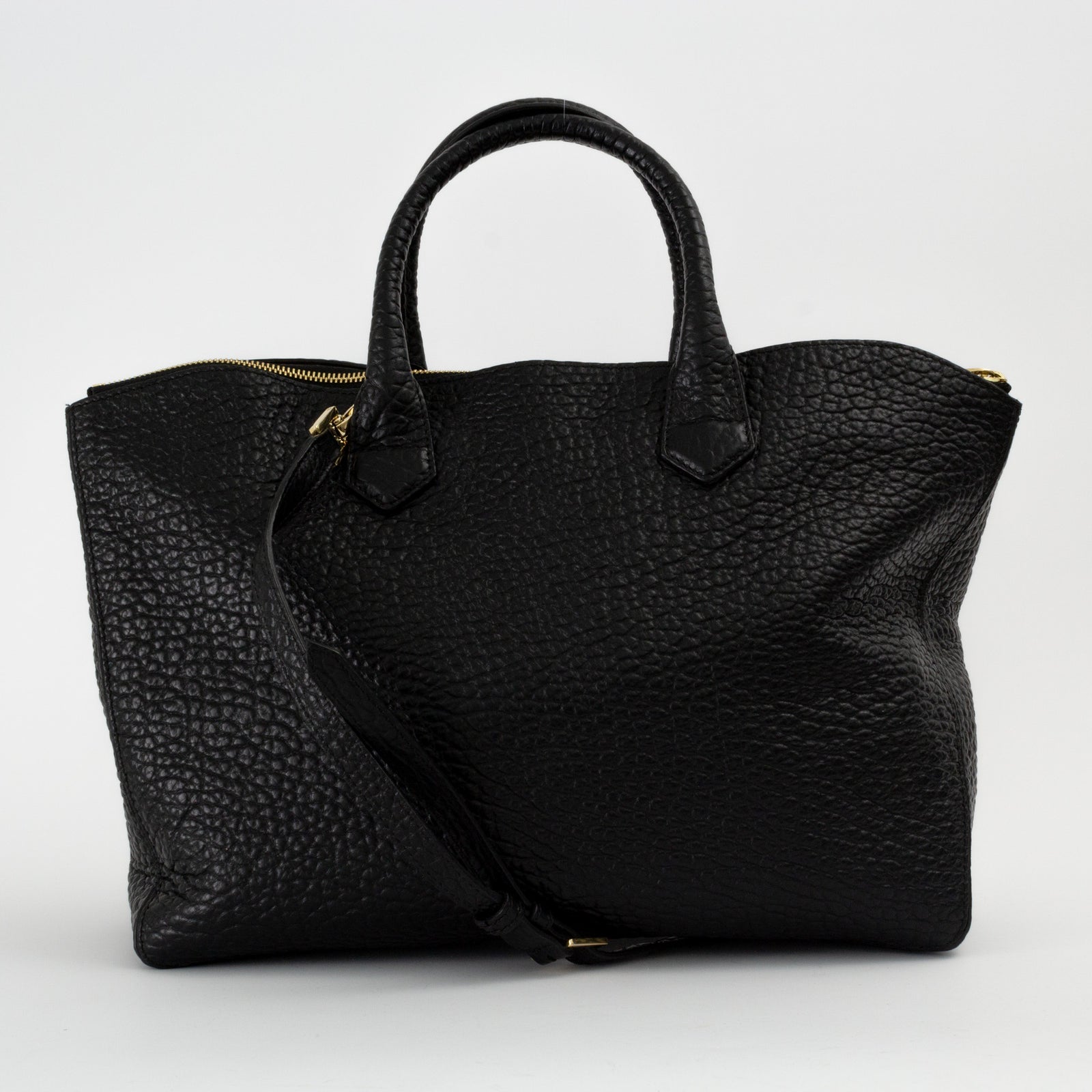 Burberry Dewsbury Medium Grain Check Embossed Tote Bag Black